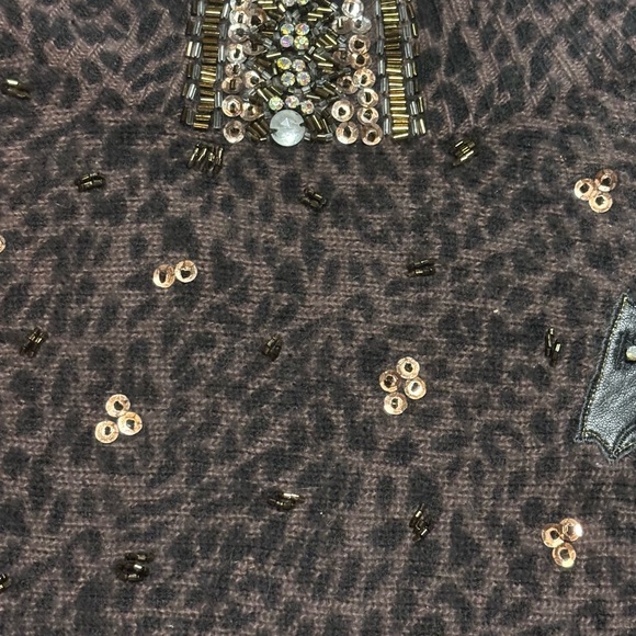 Vintage 80s Cedars Lambswool Angora Sweater S Hong Kong Leather Hedgehog - Picture 6 of 11